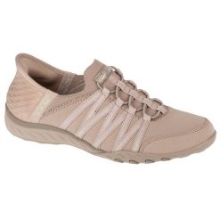Buty sportowe Sneakersy damskie, Slip-ins: Breathe Easy - Roll With Me. Brązowe obuwie sportowe damskie Skechers, bez wzorów, bez zapięcia, trekkingowe. Za 379.99 zł.