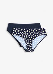 Figi bikini (2 pary). Niebieskie bikini bonprix, bez wzorów. Za 37.98 zł.