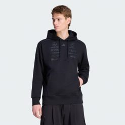 Męska bluza z kapturem Mercedes-AMG Petronas Formula 1 Team Night Driver. Czarne bluzy męskie Adidas, m, bez wzorów, sportowe, bez ramiączek, z kapturem. Za 479.00 zł.