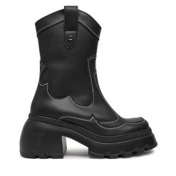Botki Altercore. Czarne botki damskie Altercore, bez wzorów, bez obcasa, na słupku, bez zapięcia. Za 799.99 zł.