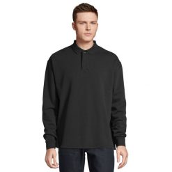 Bluza Polo Dla Dorosłych Unisex Heritage Neck. Czarne bluzy damskie SOL'S, s, bez wzorów, casualowe, bez ramiączek, bez kaptura. Za 174.99 zł.