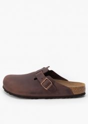 Klapki męskie BIRKENSTOCK BOSTON SFB LEOI HABANA. Brązowe klapki męskie Birkenstock, bez wzorów, bez zapięcia. Za 599.99 zł.
