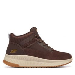 Trzewiki Skechers. Brązowe botki męskie Skechers, bez wzorów, bez obcasa, bez zapięcia. Za 359.99 zł.