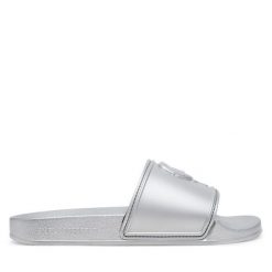 Klapki KARL LAGERFELD. Szare klapki damskie KARL LAGERFELD, bez wzorów, bez obcasa, bez zapięcia. Za 239.99 zł.
