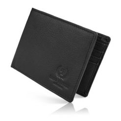 Portfel skórzany PAOLO PERUZZI T-76-BL czarny. Czarne portfele męskie Paolo Peruzzi, bez wzorów, z materiału. Za 39.99 zł.