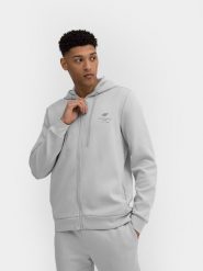 4F Bluza dresowa rozpinana z kapturem męska L. Szare bluzy męskie 4F, l, bez wzorów, z bawełny, z kapturem. Za 249.99 zł.