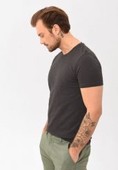 Gładki t-shirt T-BLUES. Szare t-shirty męskie Volcano, l, bez wzorów, z bawełny, bez kołnierzyka, bez ramiączek. Za 69.99 zł.