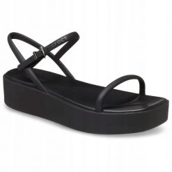 Sandały dla Kobiet Crocs Miami Platform Y Strap Sandal. Czarne sandały damskie Crocs, bez wzorów, z materiału, bez obcasa, na obcasie, bez zapięcia. Za 199.99 zł.