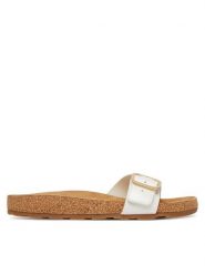 Tommy Hilfiger Klapki Cork Footbed Slip-On FW0FW09344 Biały. Białe klapki damskie Tommy Hilfiger, bez wzorów, ze skóry, bez obcasa, bez zapięcia. Za 409.99 zł.