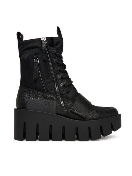 United Nude Trzewiki Grip Combat Lo 1096101165 Czarny. Czarne botki damskie United Nude, bez wzorów, ze skóry, bez obcasa, na koturnie, bez zapięcia. Za 1,579.00 zł.