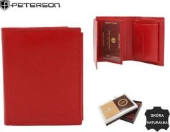 Peterson Portfel damski skórzany PTN RD-270-GCL RED. Czerwone portfele damskie Peterson. Za 107.19 zł.