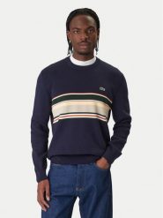 Lacoste Sweter AH5944 Granatowy Regular Fit. Niebieskie swetry męskie Lacoste, m, bez wzorów, z bawełny, bez kołnierzyka, bez ramiączek. Za 659.99 zł.