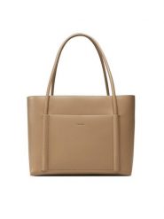Calvin Klein Torebka Ck Linn Medium Shopper K60K613110 Beżowy. Brązowe shopperki damskie Calvin Klein, bez wzorów, ze skóry, bez dodatków. Za 379.99 zł.
