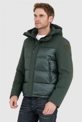 BLAUER Ciemnozielona puchowa kurtka męska z kapturem, Rozmiar 3XL. Zielone kurtki męskie Blauer USA, l, bez wzorów, z puchu, z kapturem. W wyprzedaży za 1,599.99 zł.
