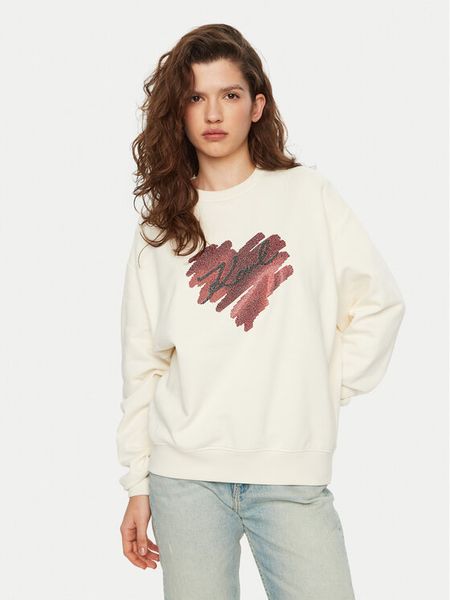 KARL LAGERFELD Bluza A1W20045 Écru Regular Fit. Bluzy damskie KARL LAGERFELD, xs, bez wzorów, z bawełny, bez ramiączek, bez kaptura. Za 729.99 zł.