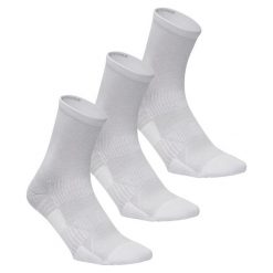 Skarpetki do chodzenia/nordic walking WS 100 Mid białe (3 pary). Białe skarpetki damskie NEWFEEL, bez wzorów, z bawełny. Za 19.99 zł.