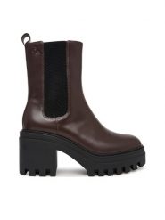 Calvin Klein Botki Chunky Heeled Chelsea Lth YW0YW01547 Brązowy ciemny. Brązowe botki damskie Calvin Klein, bez wzorów, ze skóry, bez obcasa, na słupku, bez zapięcia. Za 699.99 zł.