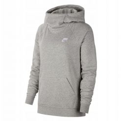 Bluza Z Kapturem Damska Essentials. Szare bluzy damskie Nike, bez wzorów, bez ramiączek, z kapturem. Za 262.99 zł.