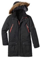 Parka hydrofobowa. Czarne parki męskie bonprix, na zimę, m, bez wzorów, bez kołnierzyka, z kapturem. Za 379.99 zł.
