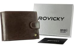 Portfel skórzany Rovicky N61L-RVT-3203 D.B c. brązowy. Brązowe portfele męskie ROVICKY, bez wzorów, ze skóry. Za 65.99 zł.