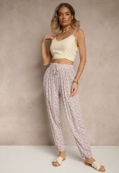 Białe Spodnie z Wiskozy High Waist w Kwiatowy Wzór Liosena. Białe spodnie materiałowe damskie Renee, bez wzorów, z jeansu, z podwyższonym stanem. Za 39.99 zł.