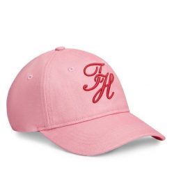 Czapka z daszkiem Tommy Hilfiger. Czerwone czapki damskie Tommy Hilfiger, bez wzorów. Za 209.99 zł.