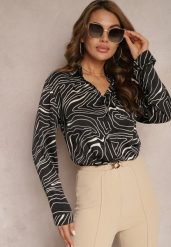 Czarna Koszula o Klasycznym Kroju w Abstrakcyjny Print Kastar. Czarne koszule damskie Renee, l, bez wzorów, biznesowe, bez kołnierzyka, bez ramiączek. Za 99.99 zł.