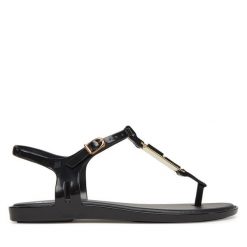 Sandały Melissa. Czarne sandały damskie Melissa, bez wzorów, bez obcasa, na płaskiej podeszwie, bez zapięcia. Za 219.99 zł.
