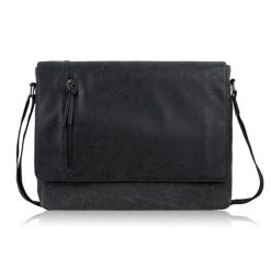 Torba męska na ramię do pracy czarna canvas skóra ekologiczna A4 AS-10-BL. Czarne torby na ramię męskie z materiału, na ramię. Za 179.90 zł.
