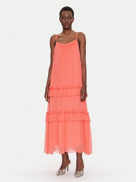 Dixie Sukienka letnia A207W018A Koralowy Regular Fit. Pomarańczowe sukienki damskie Dixie, na lato, s, bez wzorów, z jedwabiu, bez kołnierzyka, bez ramiączek. Za 389.99 zł.