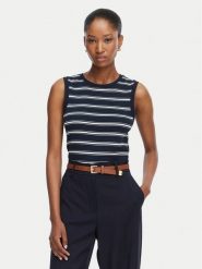 Tommy Hilfiger Top Multistripe WW0WW50025 Granatowy Slim Fit. Niebieskie topy damskie Tommy Hilfiger, xxs, bez wzorów, z bawełny, bez kołnierzyka, bez ramiączek. Za 129.99 zł.