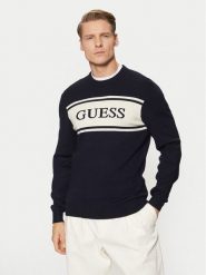 Guess Sweter M5RR13 Z3KK2 Granatowy Regular Fit. Niebieskie swetry męskie Guess, m, z aplikacjami, z wiskozy, bez kołnierzyka, bez ramiączek. Za 239.99 zł.