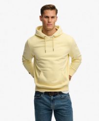 Superdry Bluza z kapturem Essential Logo luźny krój z bawełną i recyklingiem. Żółte bluzy damskie Superdry, xl, bez wzorów, z bawełny, casualowe, bez ramiączek, z kapturem. Za 322.70 zł.