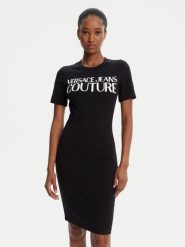 Versace Jeans Couture Sukienka codzienna 79HAOE05 CJ02E Czarny Slim Fit. Czarne sukienki damskie Versace Jeans Couture, na co dzień, m, bez wzorów, z bawełny, bez kołnierzyka, bez ramiączek, proste. Za 429.99 zł.