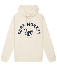 Bluza z bawełny organicznej –zakrzywione logo –zkapturem /dla dorosłych(kremowa). Białe bluzy damskie SURF MONKEY, m, bez wzorów, z bawełny, klasyczne, bez ramiączek, z kapturem. Za 345.00 zł.