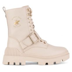 Trzewiki Beverly Hills Polo Club. Brązowe botki damskie Beverly Hills Polo Club, bez wzorów, bez obcasa, na płaskiej podeszwie, bez zapięcia. Za 169.99 zł.