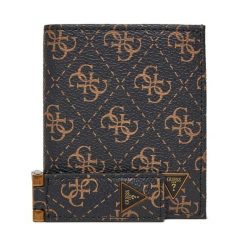 Zestaw portfel i brelok Guess. Brązowe portfele męskie Guess, z aplikacjami. Za 359.99 zł.