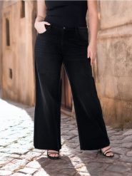Jeansy wide leg z wysokim stanem Plus Size - czarny. Czarne jeansy damskie Sinsay, bez wzorów, z jeansu, z podwyższonym stanem, plus size. W wyprzedaży za 45.99 zł.