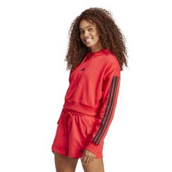 Bluza z kapturem damska ADIDAS Gym & Pilates. Bluzy damskie Adidas, l, bez wzorów, z bawełny, eleganckie, bez ramiączek, z kapturem. Za 269.99 zł.