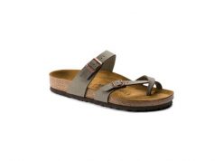 Klapki Birkenstock Mayari Damskie. Szare klapki damskie Birkenstock, bez wzorów, z materiału, bez obcasa, bez zapięcia. Za 695.00 zł.