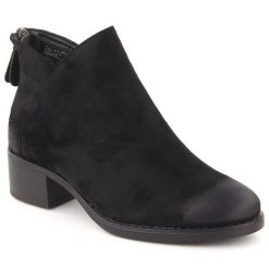 Botki damskie na klocku ocieplane czarne Potocki 12472. Czarne botki damskie POTOCKI, bez wzorów, ze skóry ekologicznej, eleganckie, bez obcasa, bez zapięcia. Za 129.99 zł.
