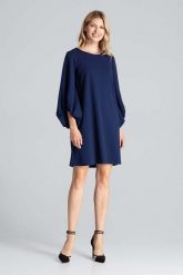 Granatowa Luźna Sukienka z Bufiastym Rękawem 3//4. Czarne sukienki damskie Figl, l, bez wzorów, z elastanu, bez kołnierzyka, bez ramiączek. Za 269.00 zł.