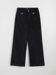 Sztruksowe jeansy wide leg - czarny. Czarne jeansy damskie Sinsay, bez wzorów, z jeansu. Za 69.99 zł.