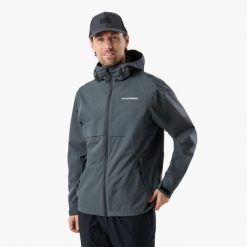 Kurtka przeciwdeszczowa turystyka męska Swedemount Tjörn Rain Jacket wodoodporny. Szare kurtki męskie SWEDEMOUNT, m, bez wzorów, bez kaptura. W wyprzedaży za 296.99 zł.