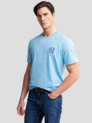 Koszulka męska bawełniana z haftem na piersi niebieska Reager 401. Niebieskie t-shirty męskie BIG STAR, l, bez wzorów, z bawełny, bez kołnierzyka, bez ramiączek. W wyprzedaży za 39.99 zł.