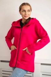 Bluza ocieplana z dłuższym tyłem i kieszeniami fuksja. Czerwone bluzy damskie KESI, l, bez wzorów, z bawełny, bez ramiączek, bez kaptura. Za 198.65 zł.