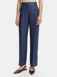 Weekend Max Mara Spodnie materiałowe Malizia 2615131112 Granatowy Regular Fit. Niebieskie spodnie materiałowe damskie Weekend Max Mara, bez wzorów, ze lnu. Za 1,049.00 zł.