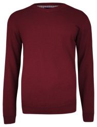 Sweter Ciemny Czerwony w Serek (V-neck), Klasyczny -Adriano Guinari- Męski. Czerwone swetry męskie Adriano Guinari, m, bez wzorów, z bawełny, biznesowe, bez kołnierzyka, bez ramiączek. Za 159.00 zł.