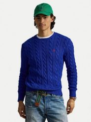 Polo Ralph Lauren Sweter 710775885553 Niebieski Regular Fit. Niebieskie swetry męskie Polo Ralph Lauren, m, bez wzorów, z bawełny, bez kołnierzyka, bez ramiączek. Za 949.99 zł.