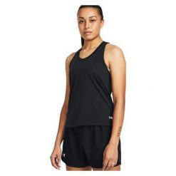 Tank top do biegania damski Under Armour Launch Singlet. Czarne topy damskie Under Armour, xs, bez wzorów, sportowe, bez kołnierzyka, bez ramiączek. Za 89.99 zł.